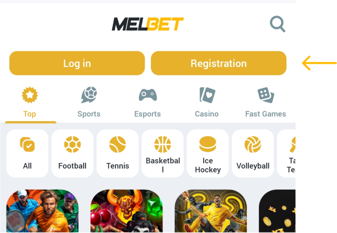Click on the Register button Melbet betapk Tanzania