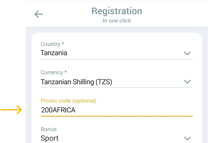 Special box with the title Promotional code Melbet betapk Tanzania